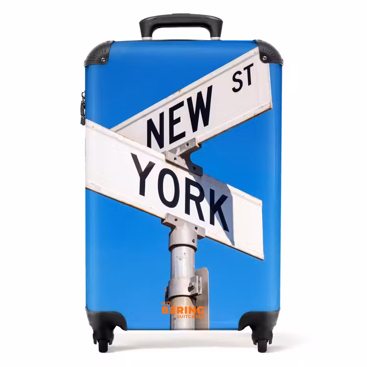Koffer - New York - Straatbord - Stad - Urban - Blauw — 1