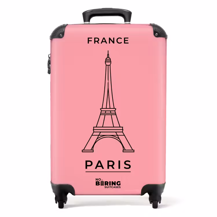 Koffer - Eiffeltoren - Parijs - Architectuur - Minimalistisch - Roze — 1