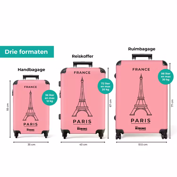 Koffer - Eiffeltoren - Parijs - Architectuur - Minimalistisch - Roze — 8