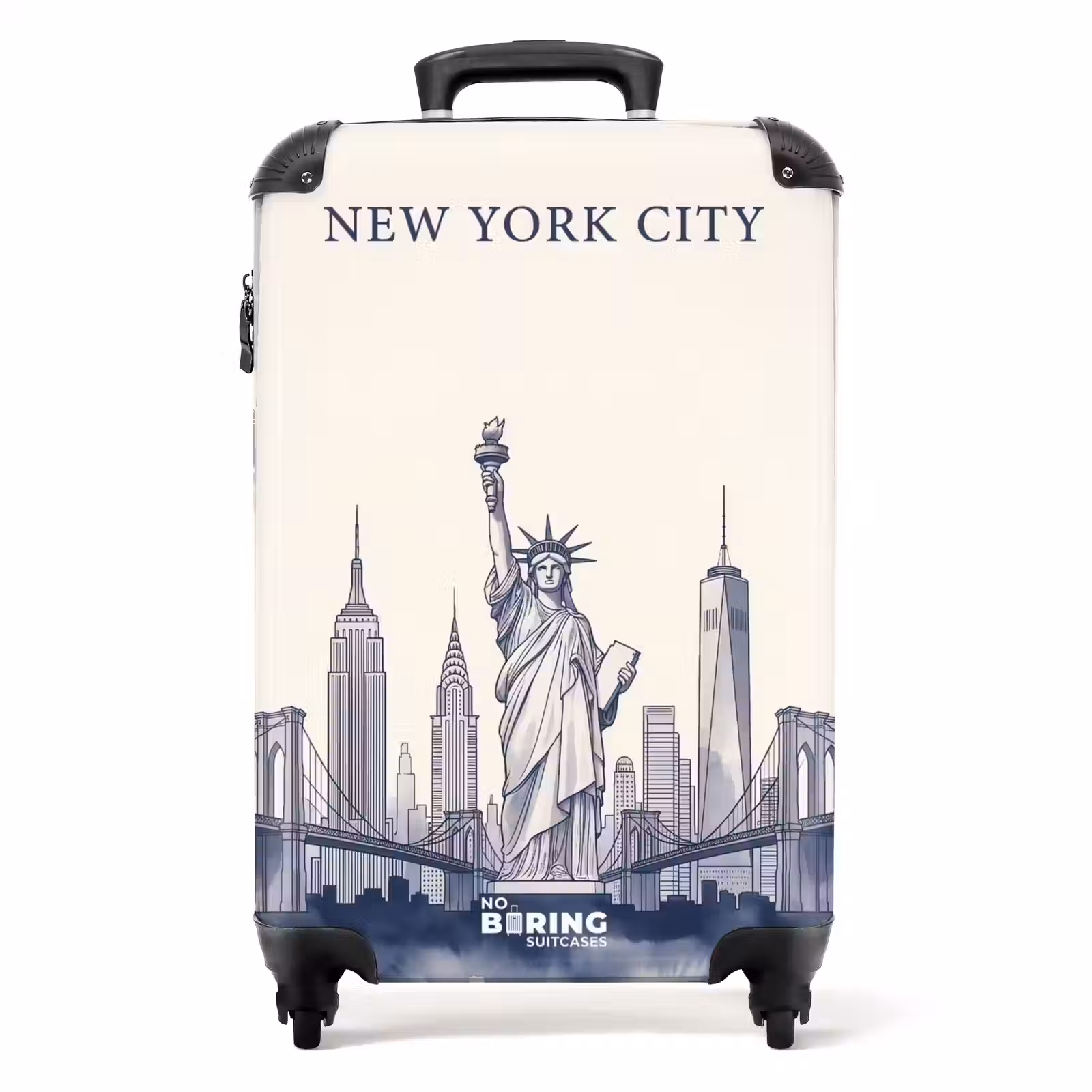 Koffer - New York - Vrijheidsbeeld - Skyline - Illustratie - Blauw — 1