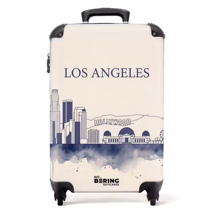 Koffer - Los Angeles - Skyline - Architectuur - Aquarel - Blauw — 1