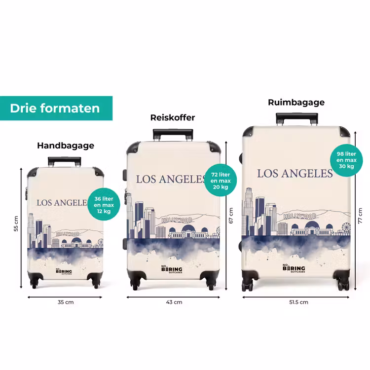 Koffer - Los Angeles - Skyline - Architectuur - Aquarel - Blauw — 8