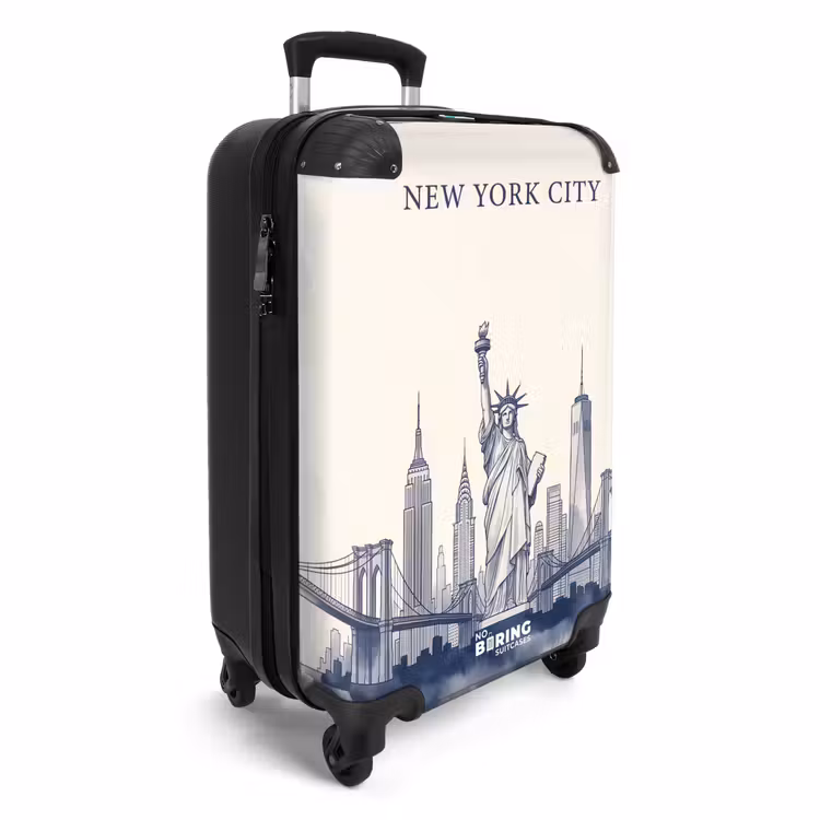 Koffer - New York - Vrijheidsbeeld - Skyline - Illustratie - Blauw — 2