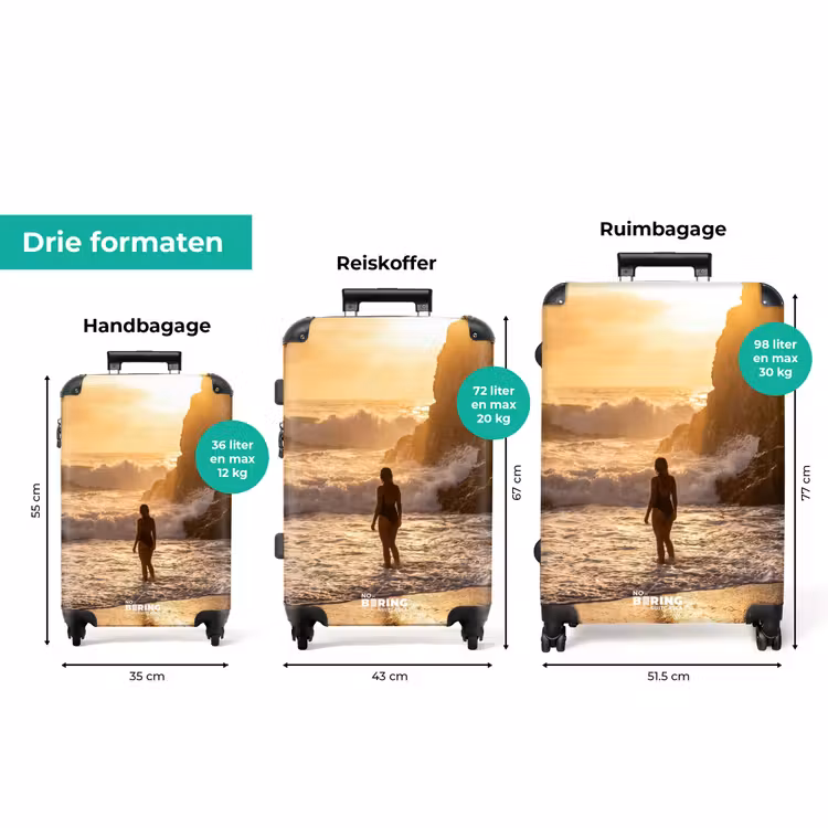 Koffer - Mensen - Oceaan - Zonsondergang - Kust - Goud — 8