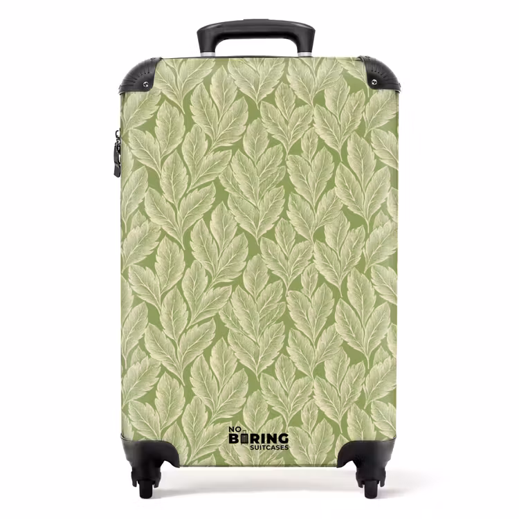 Koffer - Groen - Botanisch - Bladeren - Vintage - Patroon — 1