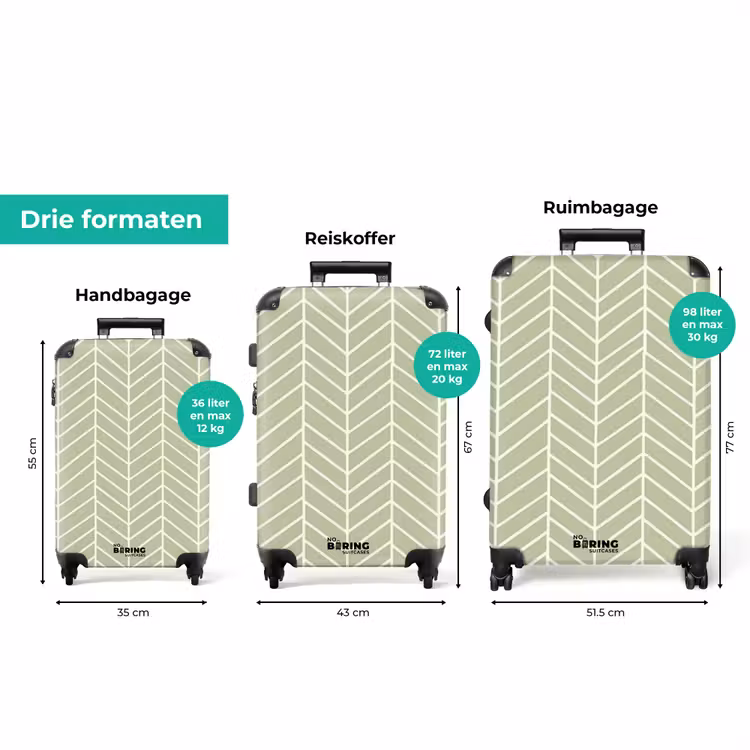 Koffer - Saliegroen - Visgraat - Geometrisch - Patroon — 8