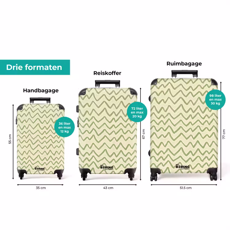 Koffer - Saliegroen - Zigzag - Handgetekend - Patroon — 8