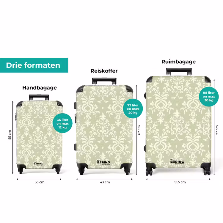 Koffer - Saliegroen - Barok - Damast - Ornament - Patroon — 8
