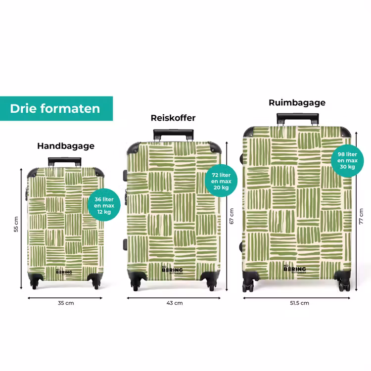 Koffer - Saliegroen - Blokken - Handgetekend - Patroon — 8