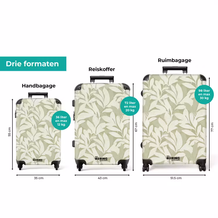 Koffer - Saliegroen - Botanisch - Minimalistisch - Patroon — 8