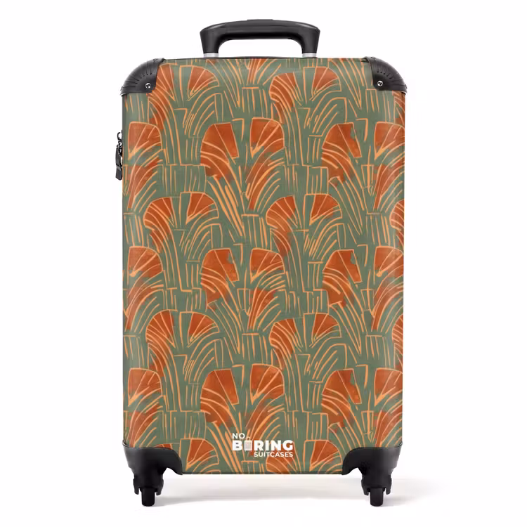 Koffer - Groen - Terracotta - Deco - Waaiers — 1
