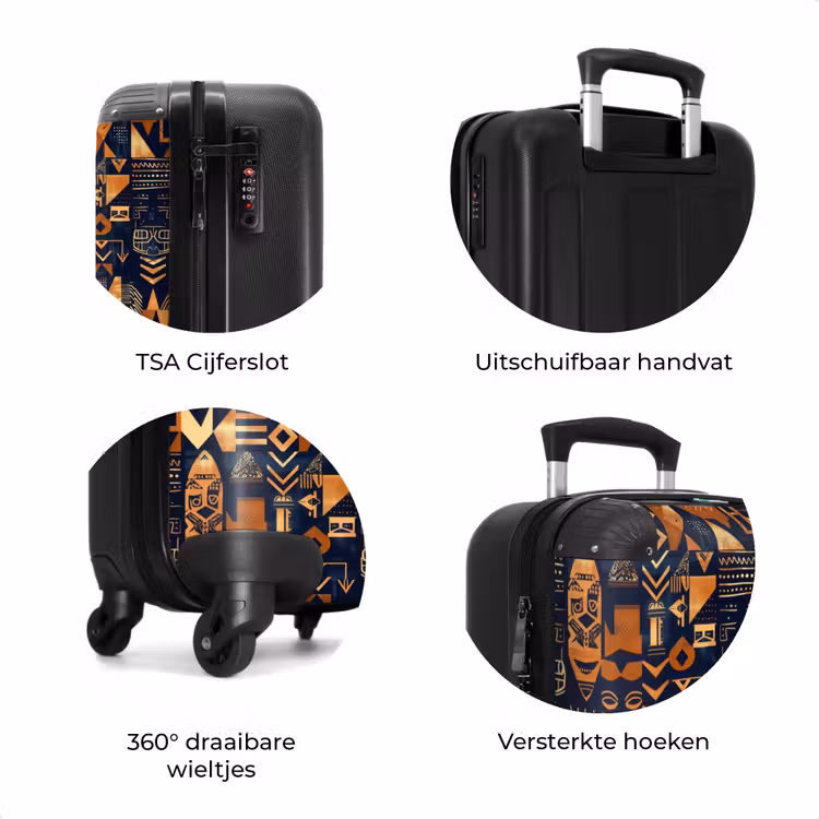 Koffer - Nachtblauw - Koper - Tribaal - Maskers — 7