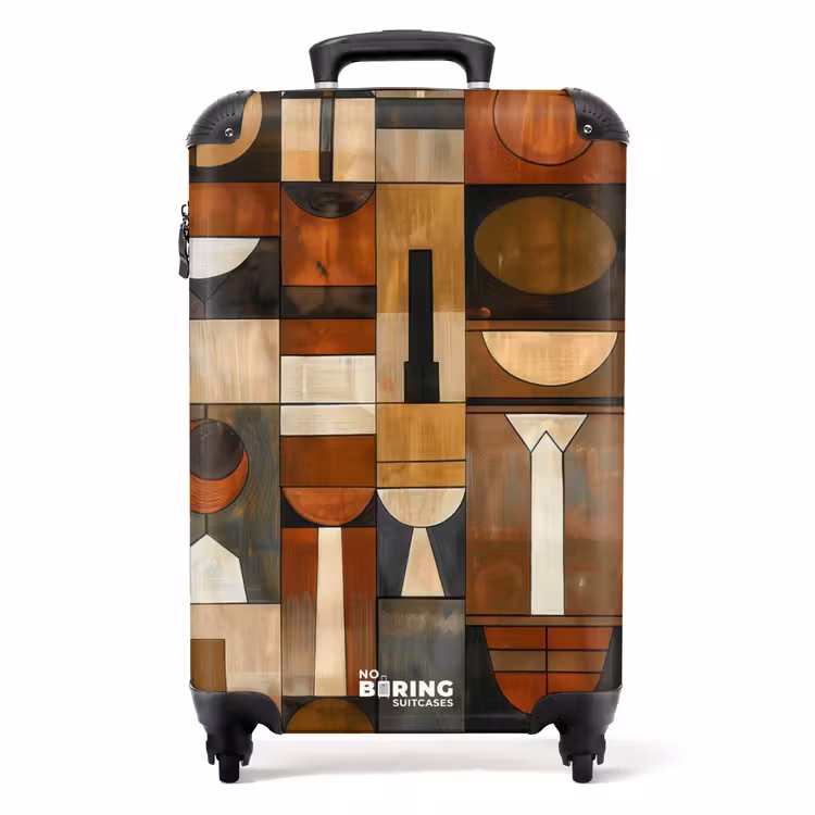 Koffer - Terracotta - Geometrisch - Mid-Century - Patroon — 1