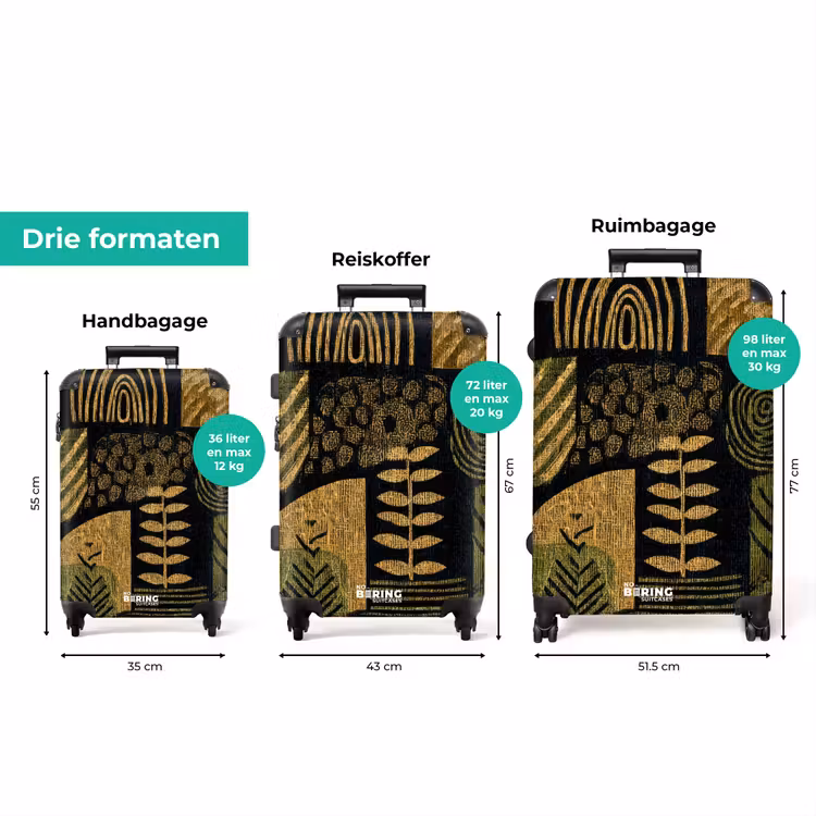 Koffer - Zwart - Okergeel - Botanisch - Textuur — 8