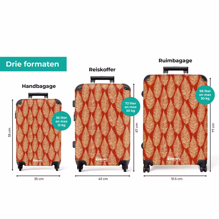 Koffer - Rood - Botanisch - Varen - Patroon — 8