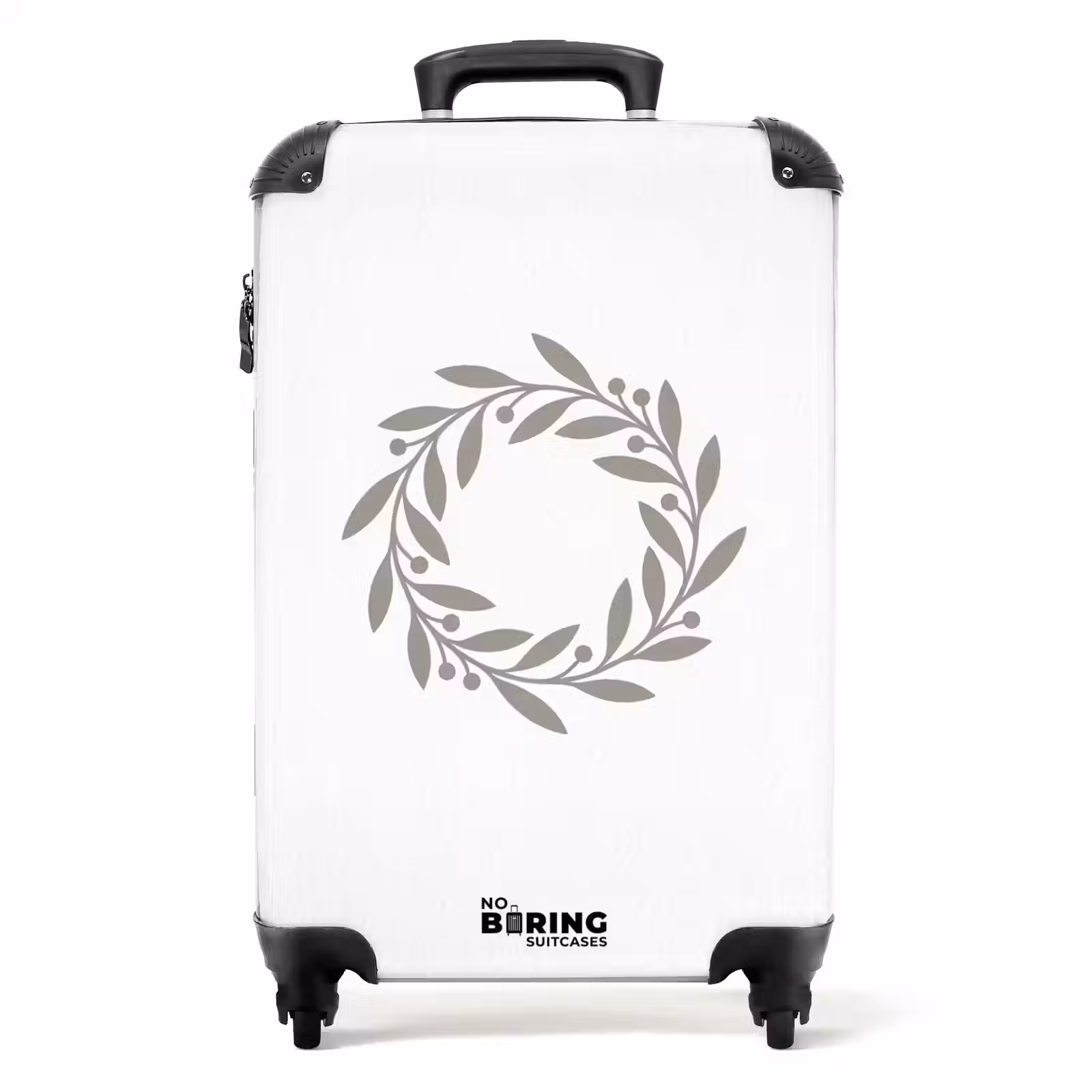 Koffer - Krans - Bladeren - Natuur - Minimalistisch - Grijs — 1
