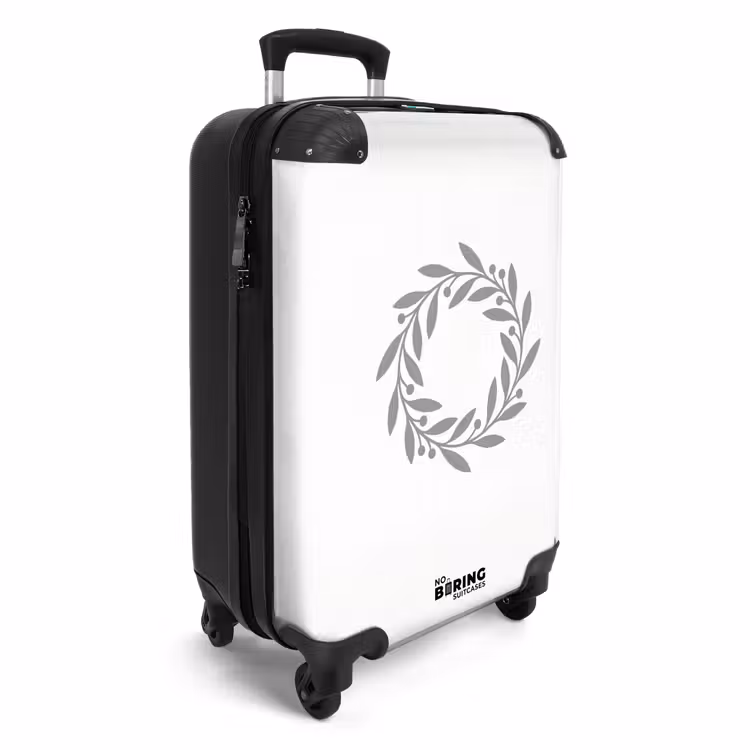 Koffer - Krans - Bladeren - Natuur - Minimalistisch - Grijs — 2