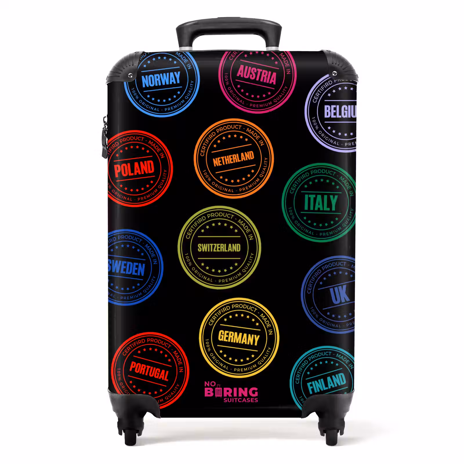 Koffer - Neon - Landen - Zwart - Stempels — 1