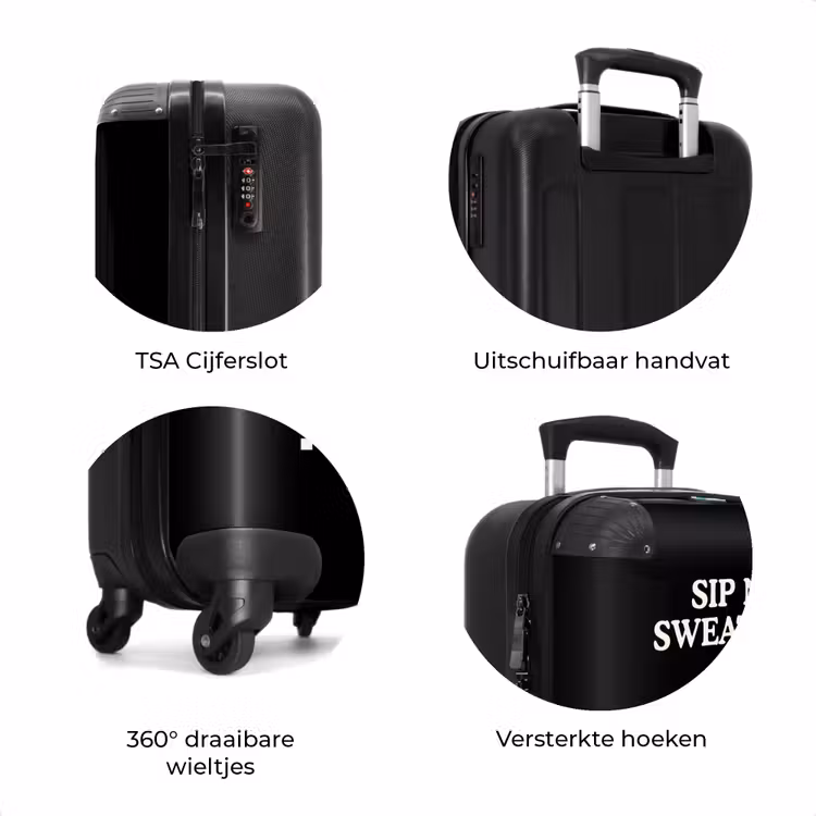 Koffer - Zwart - Wit - Blikje - Schaakbordpatroon — 7