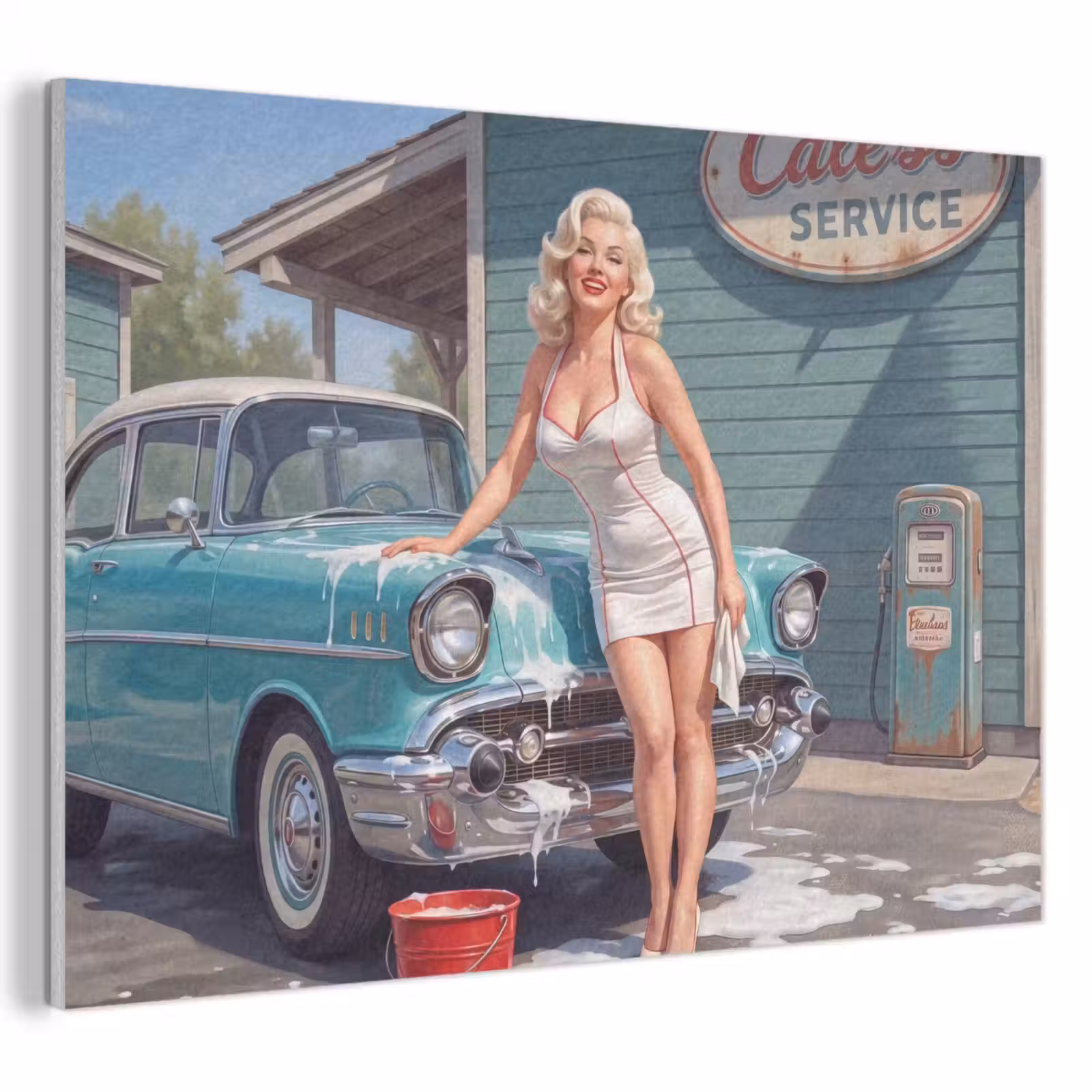 Akoestisch schilderij - Auto - Vrouw - Groen — 1