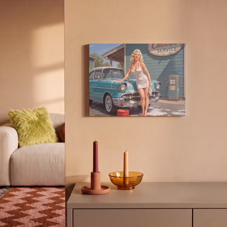 Akoestisch schilderij - Auto - Vrouw - Groen — 2