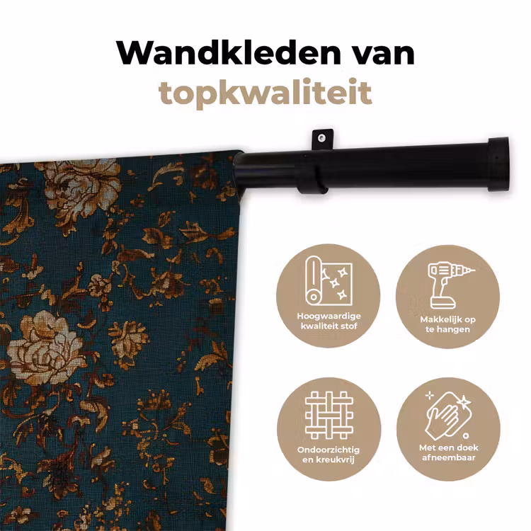 Wandkleed - Bloemen - Goud - Bestek — 3