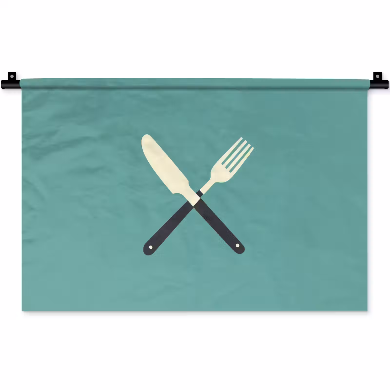 Wandkleed - Illustratie - Blauw - Bestek — 1