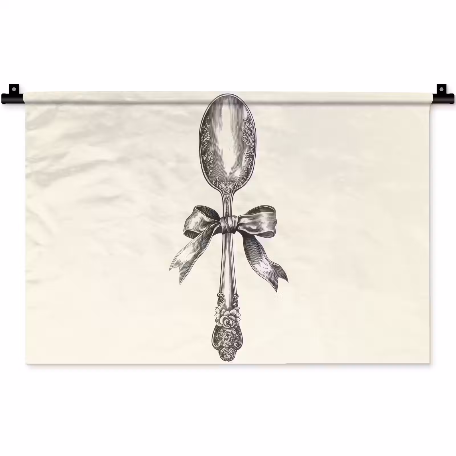 Wandkleed - Lepel - Strik - Grijs — 1
