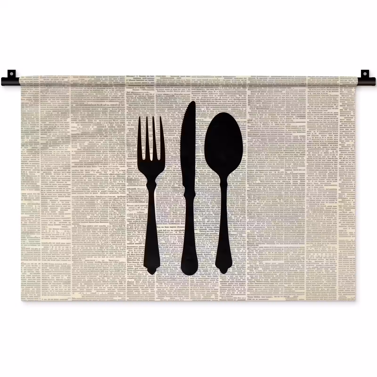 Wandkleed - Zwart - Krant - Bestek — 1