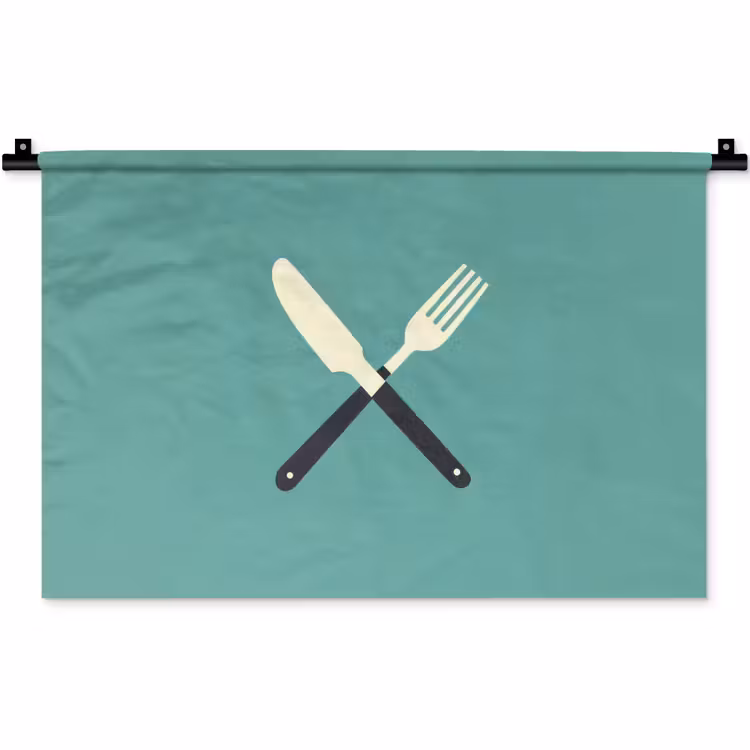 Wandkleed - Illustratie - Blauw - Bestek — 1