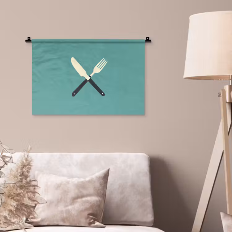 Wandkleed - Illustratie - Blauw - Bestek — 2