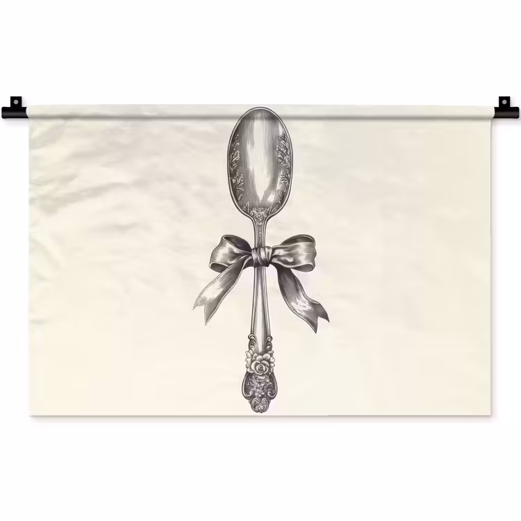 Wandkleed - Lepel - Strik - Grijs — 1