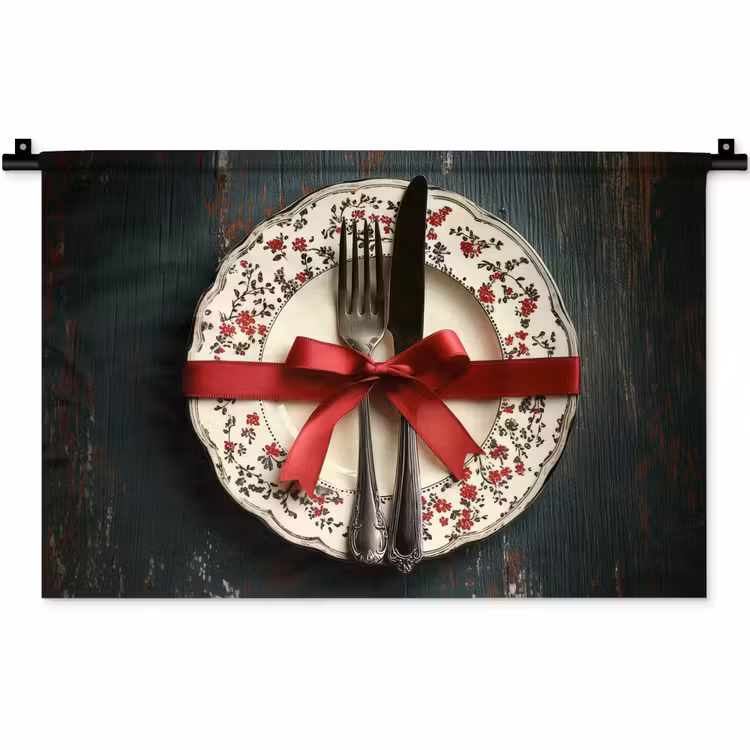 Wandkleed - Rood - Strik - Bestek — 1