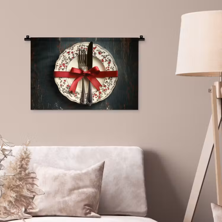 Wandkleed - Rood - Strik - Bestek — 2