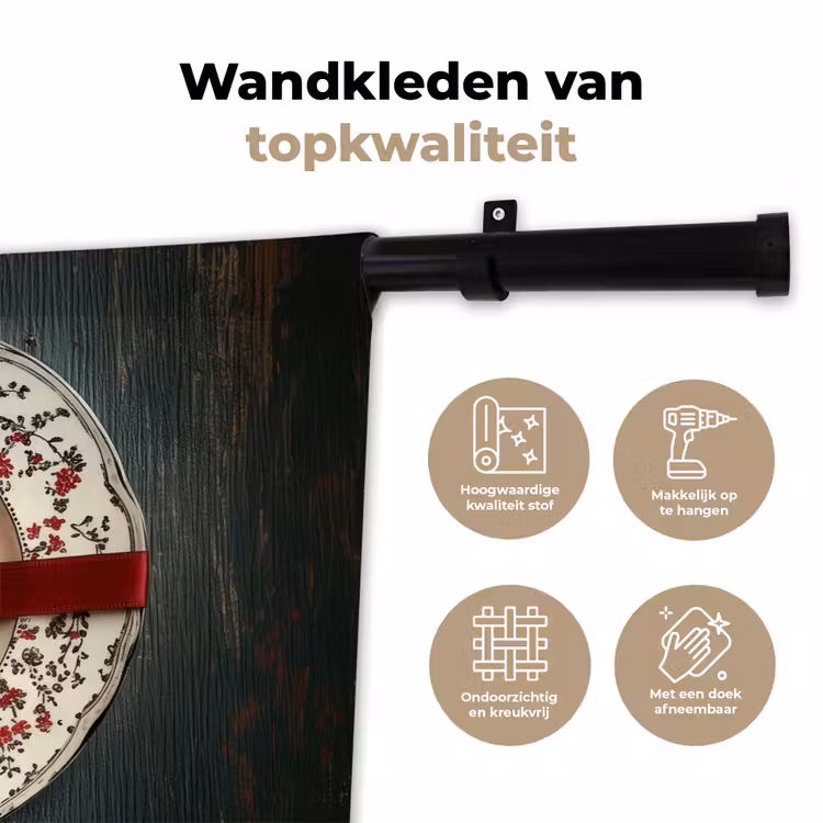 Wandkleed - Rood - Strik - Bestek — 3