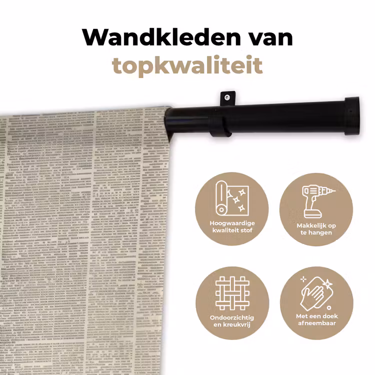 Wandkleed - Zwart - Krant - Bestek — 3