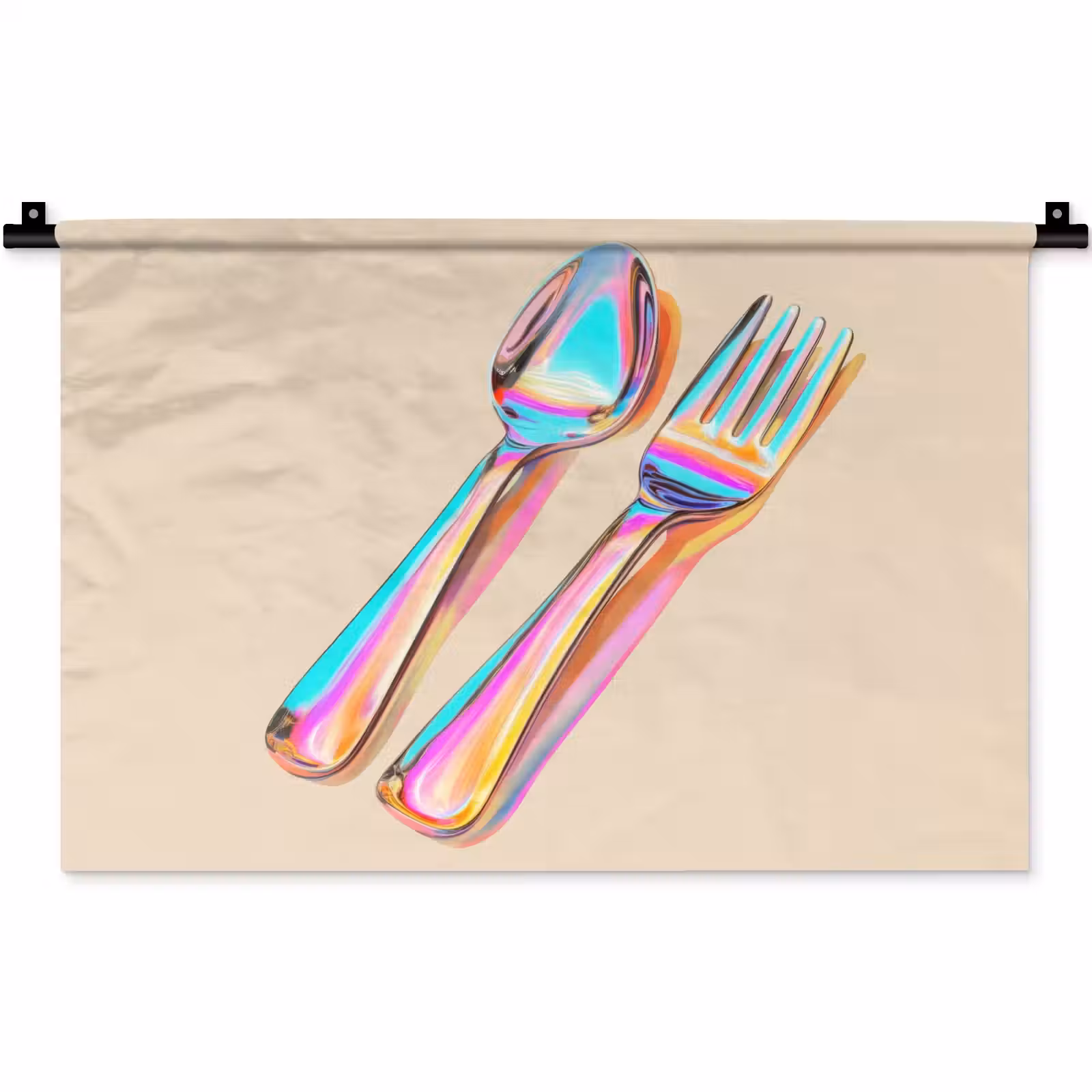 Wandkleed - Regenboog - Lepel - Vork — 1