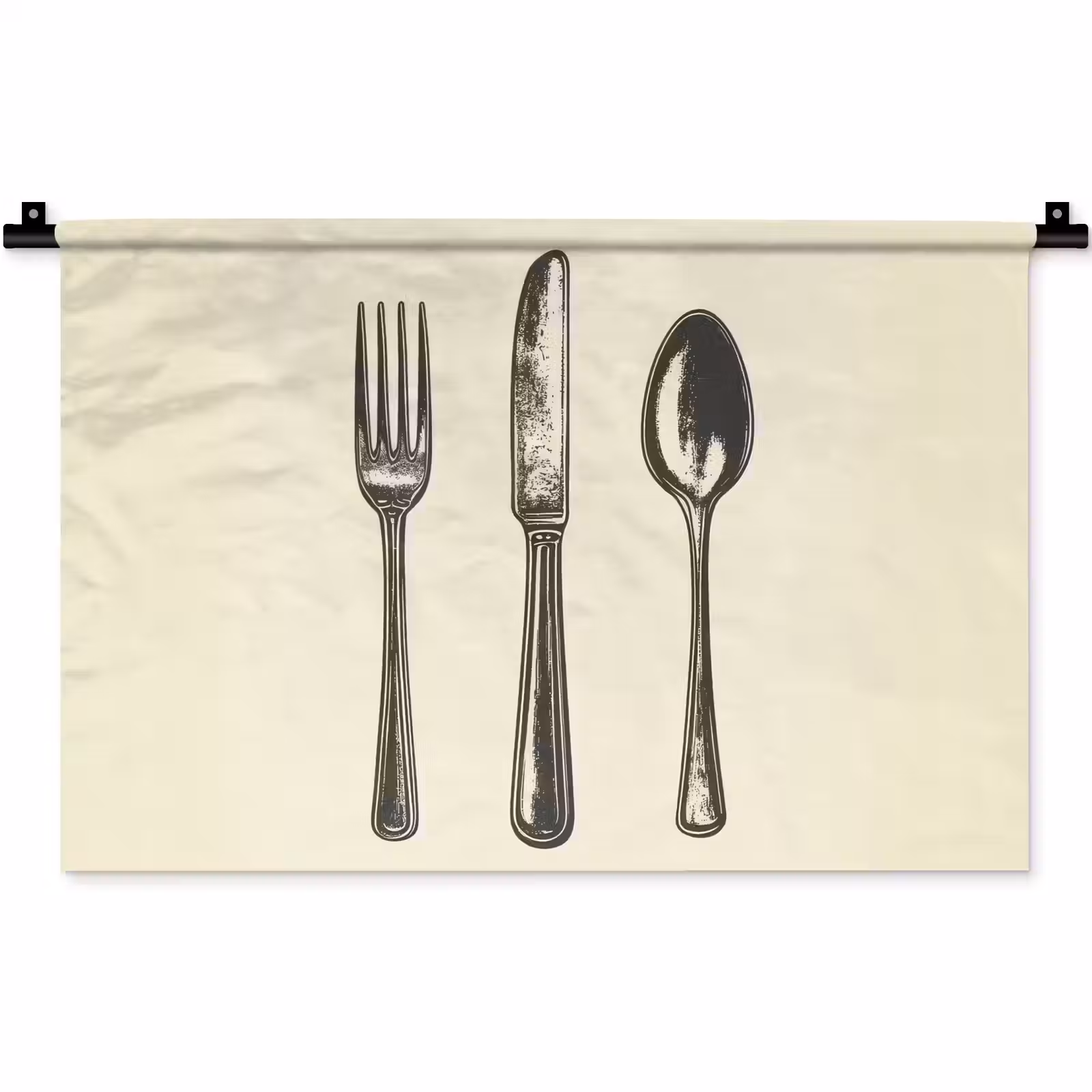 Wandkleed - Zwart - Illustratie - Bestek — 1