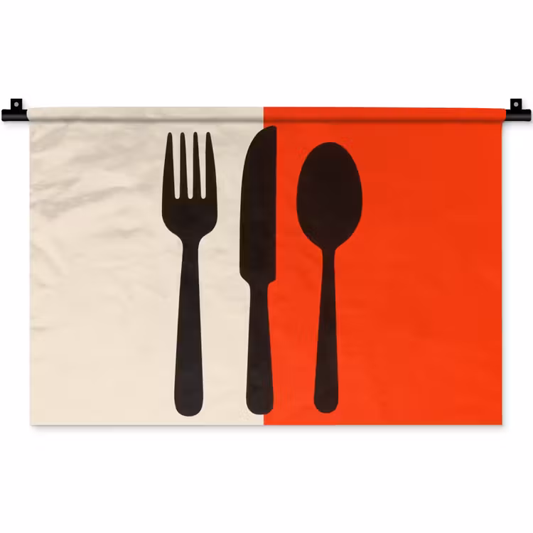 Wandkleed - Bestek - Rood - Wit — 1