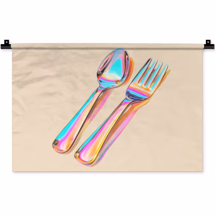 Wandkleed - Regenboog - Lepel - Vork — 1