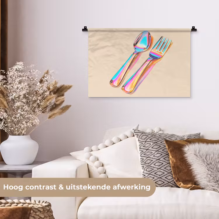 Wandkleed - Regenboog - Lepel - Vork — 4