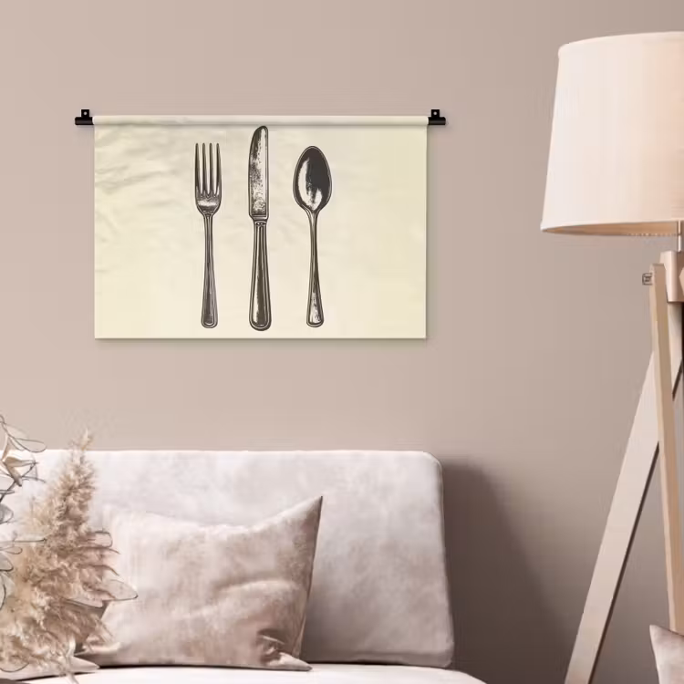 Wandkleed - Zwart - Illustratie - Bestek — 2