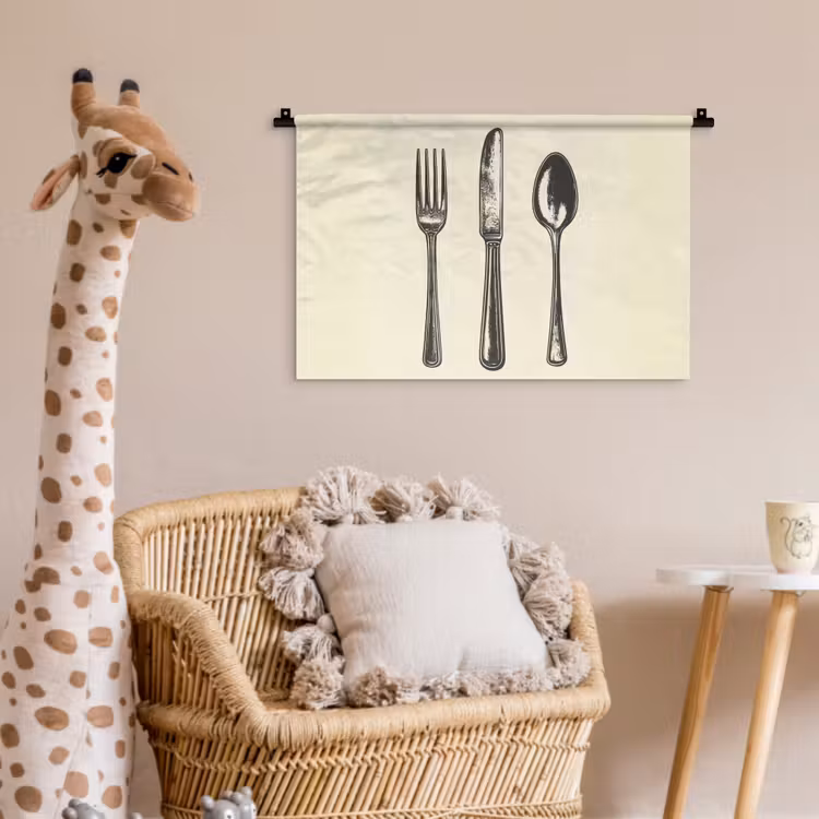 Wandkleed - Zwart - Illustratie - Bestek — 5