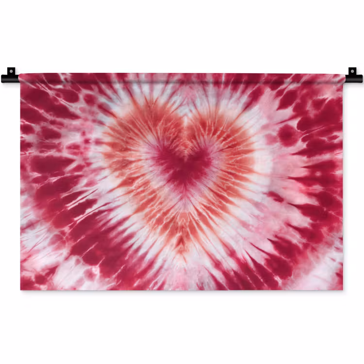 Wandkleed - Hartvorm - Roze - Tie dye — 1