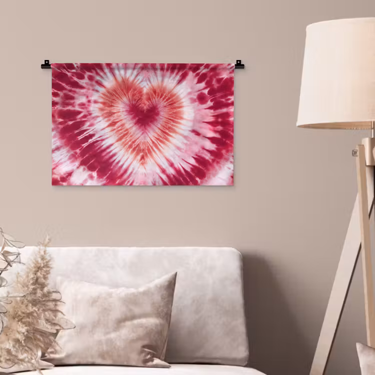 Wandkleed - Hartvorm - Roze - Tie dye — 2