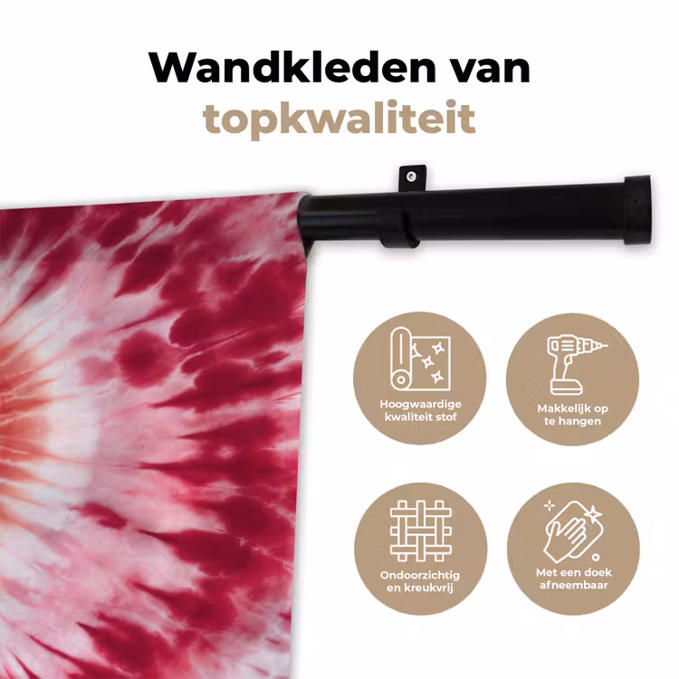 Wandkleed - Hartvorm - Roze - Tie dye — 3