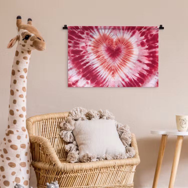 Wandkleed - Hartvorm - Roze - Tie dye — 5