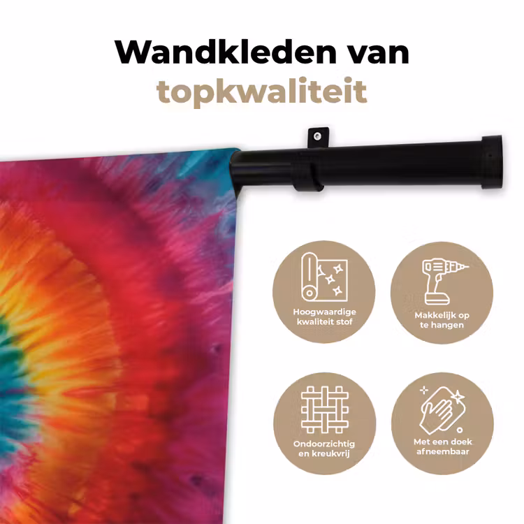 Wandkleed - Regenboogkleuren - Tie dye - — 3
