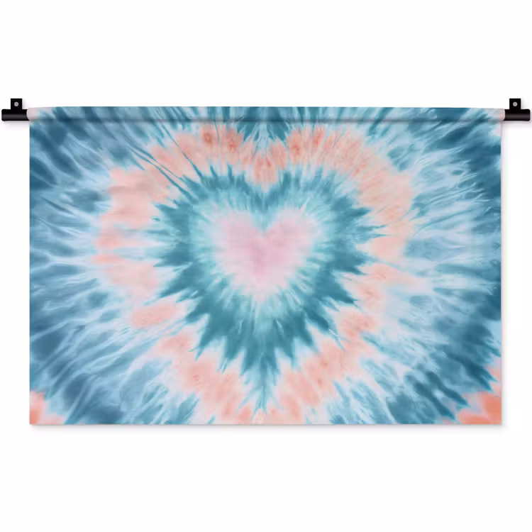Wandkleed - Hartvormig - Tie dye - Pasteltinten - Lichtgroen — 1
