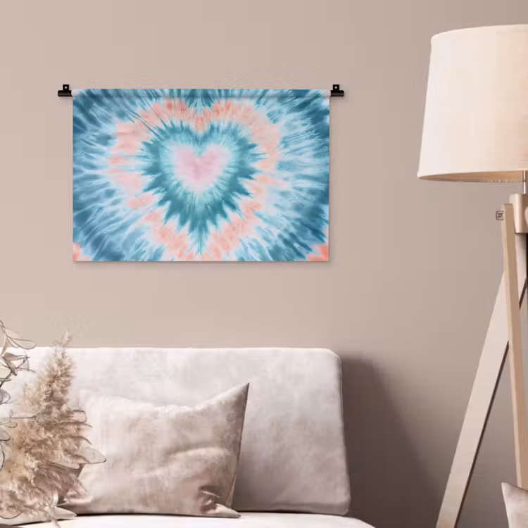 Wandkleed - Hartvormig - Tie dye - Pasteltinten - Lichtgroen — 2